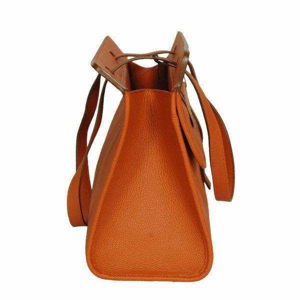 Best Hermes Large Leather H Handbag Orange 6058 - Click Image to Close